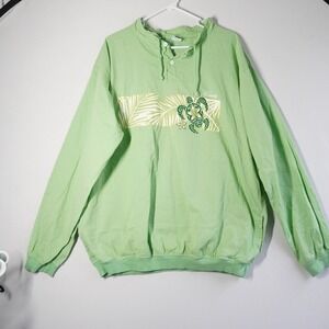 Crazy Shirts Hawaii Key Lime Dyed Henley Pullover Sea Turtle Green Mens XL Vacay